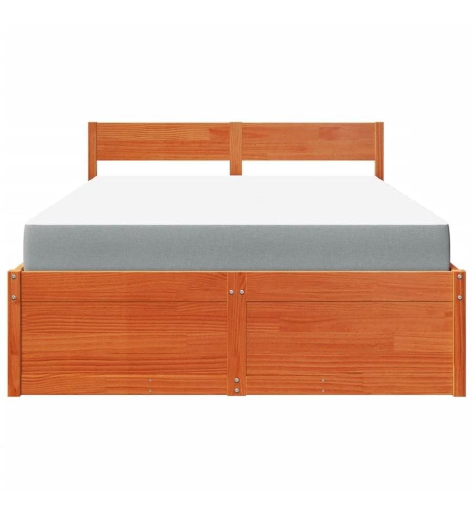 Bett mit Schubladen und Matratze Wachsbraun 120x200 Massivholz