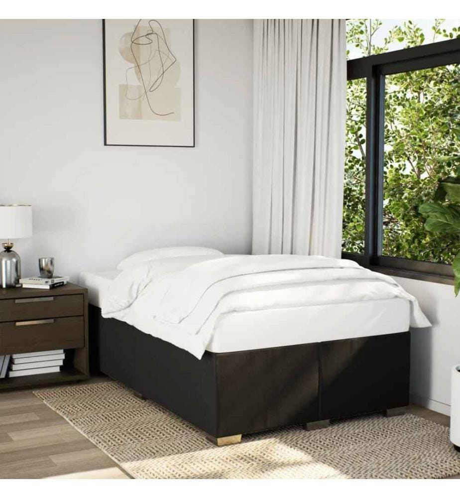 Sommier à lattes de lit avec matelas Noir 120x200 cm Tissu
