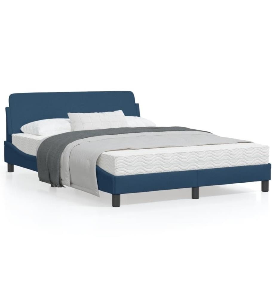Bettgestell mit Kopfteil Blau 120x200 cm Stoff