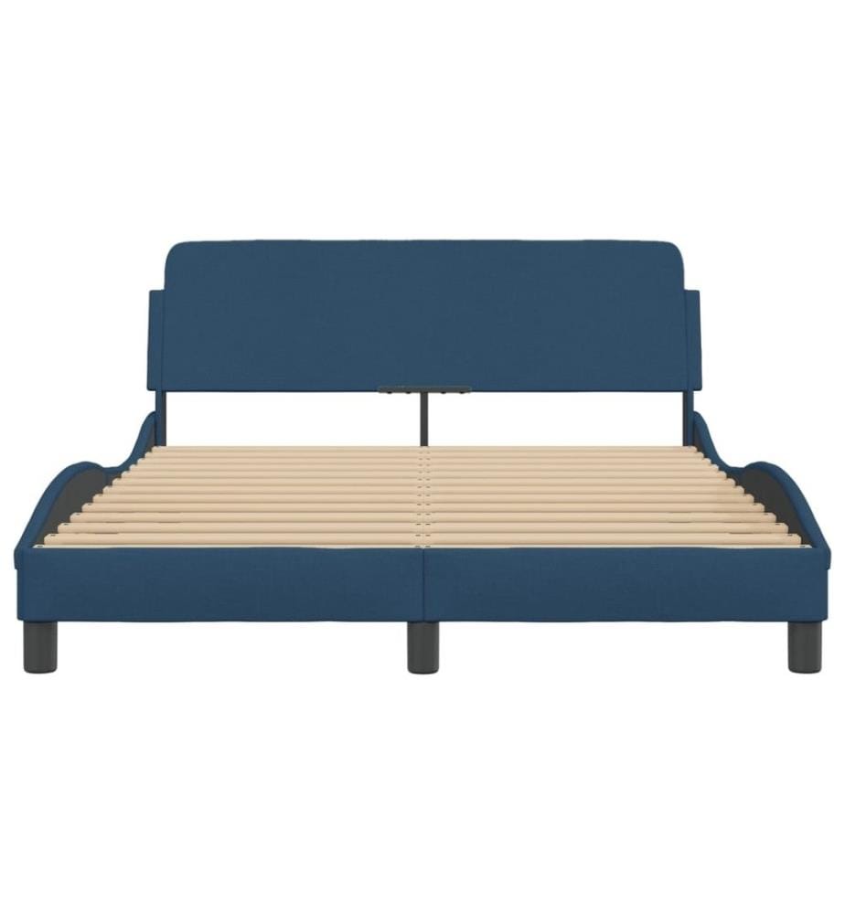 Bettgestell mit Kopfteil Blau 120x200 cm Stoff
