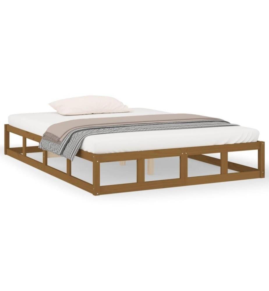Cadre de lit Marron miel 120x200 cm Bois massif
