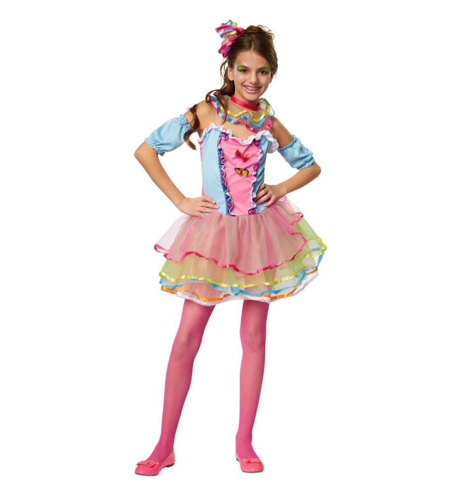 Mädchenkostüm Neon Regenbogen Girl