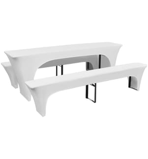 3-tlg. Hussen-Set für Biertisch und Bänke Weiss 220x70x80 cm