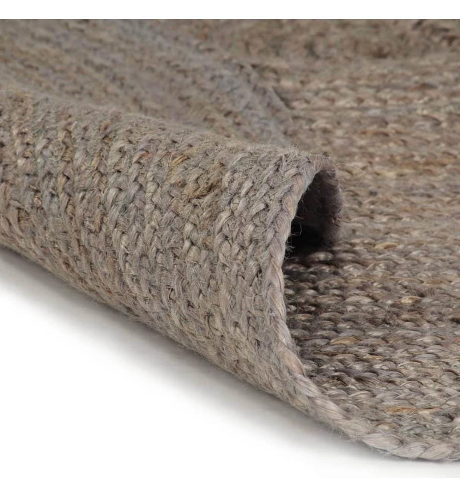 Teppich Handgefertigt Jute Rund 90 cm Grau