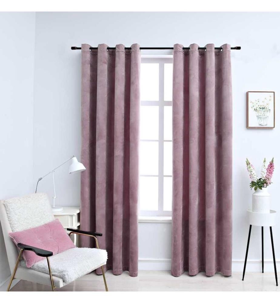 Verdunkelungsvorhänge mit Ösen 2 Stk. Samt Antik-Rosa 140x175cm