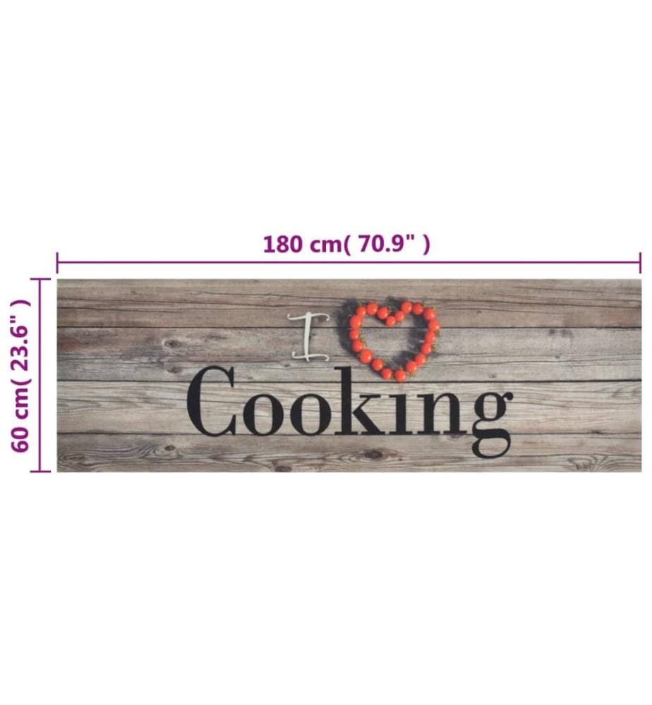 Küchenteppich Waschbar Cooking Grau 60x180 cm Samt