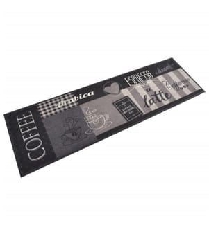 Küchenteppich Waschbar Coffee Schwarz 45x150 cm Samt