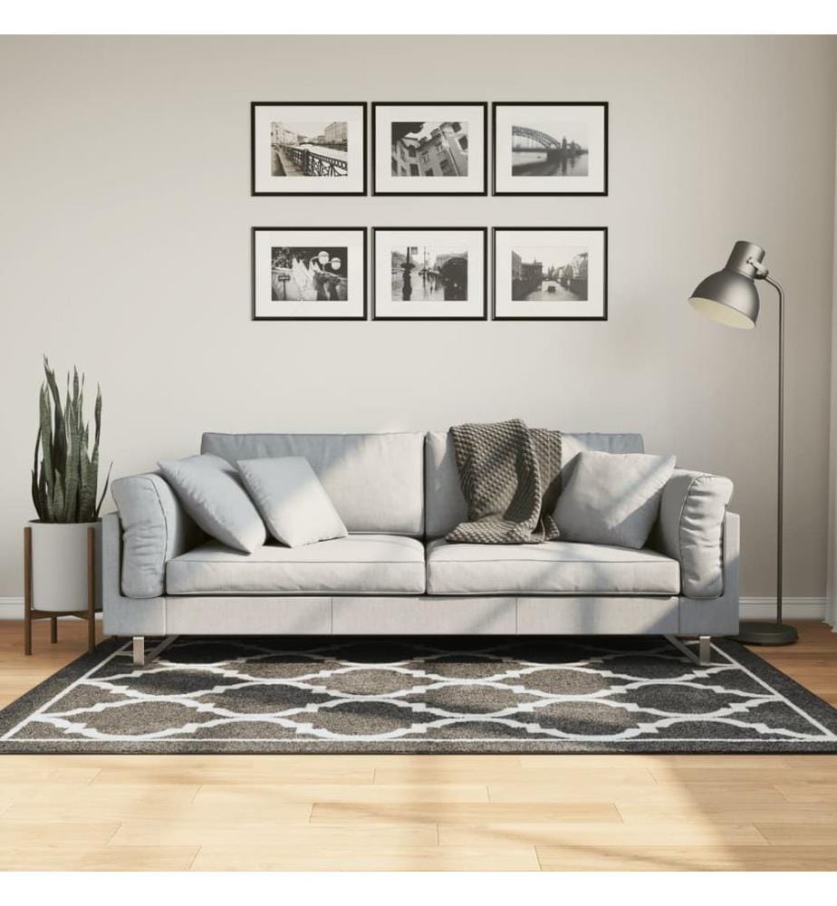 Teppich Waschbar Schwarz und Weiss 120x180 cm Rutschfest