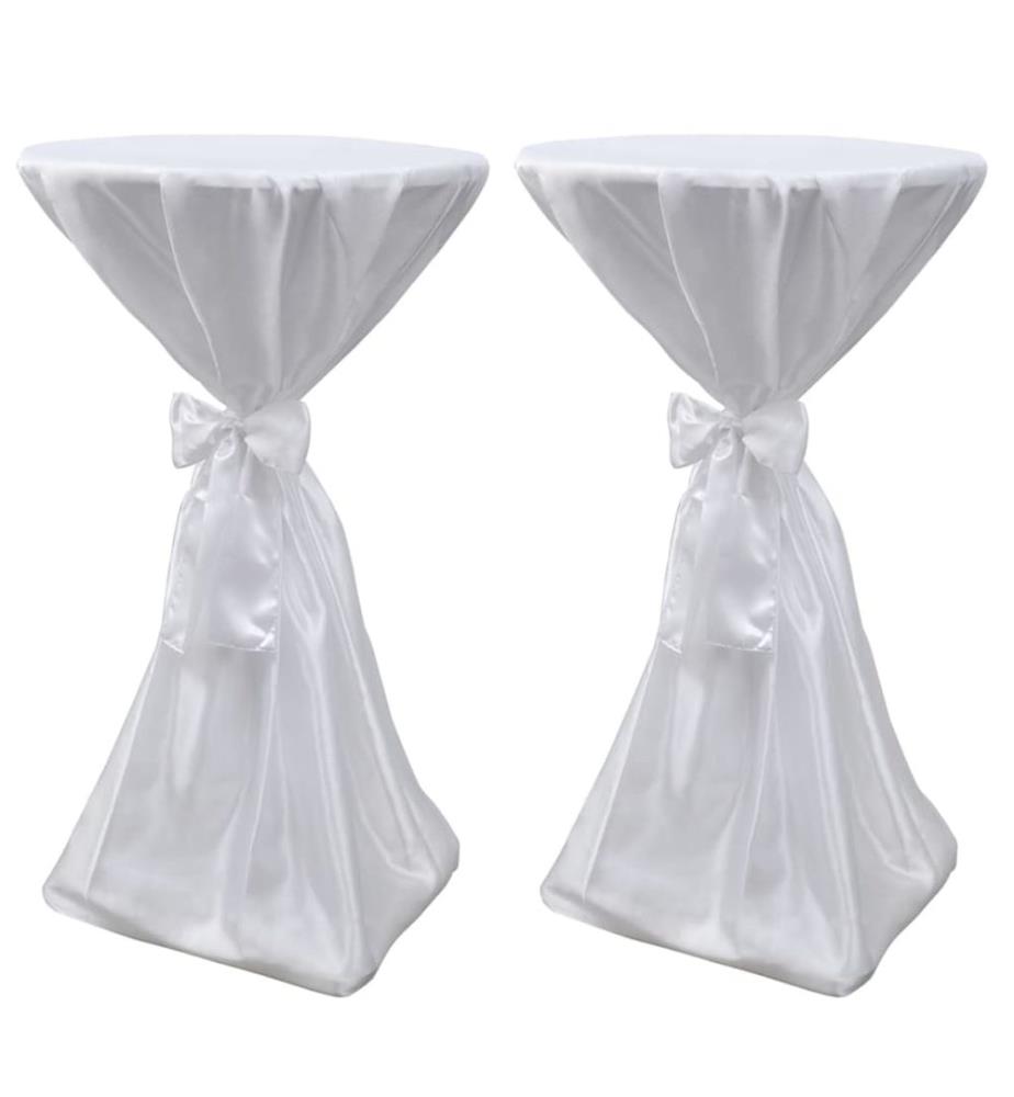 2 x Tischhusse Stehtischhusse weiss 70 cm