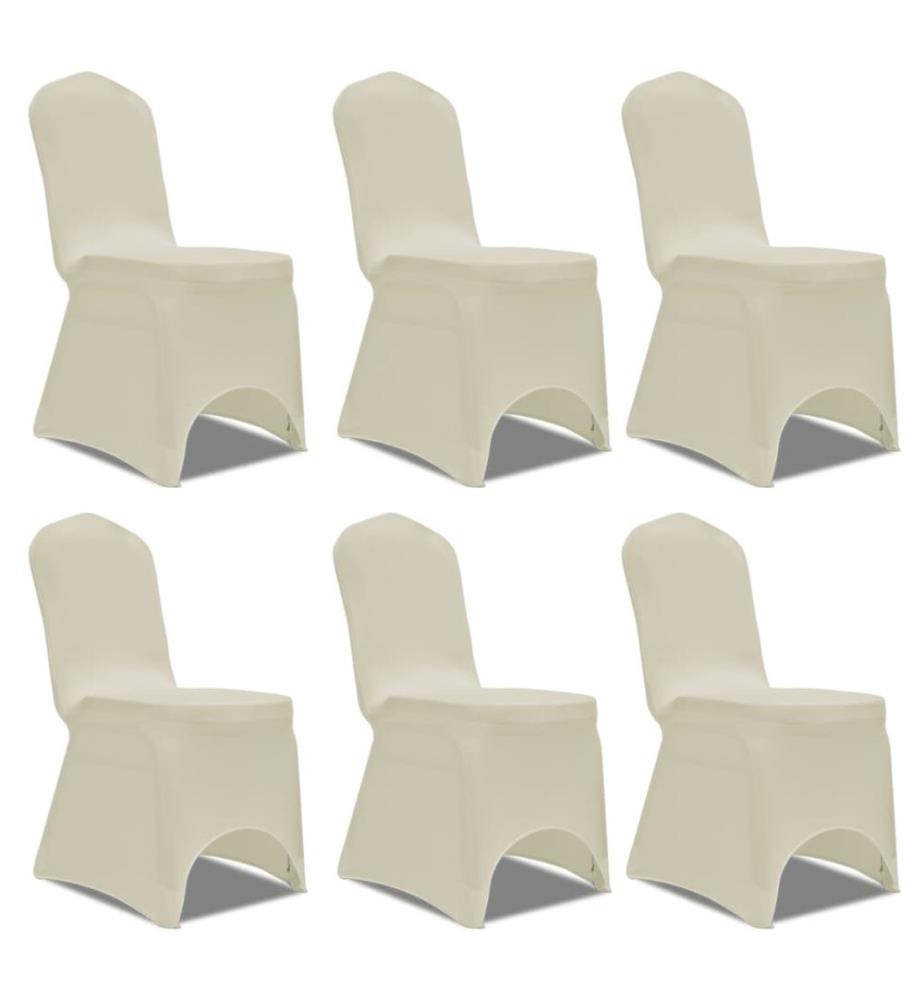 6 x Stuhlhusse Stretchhusse cremefarben
