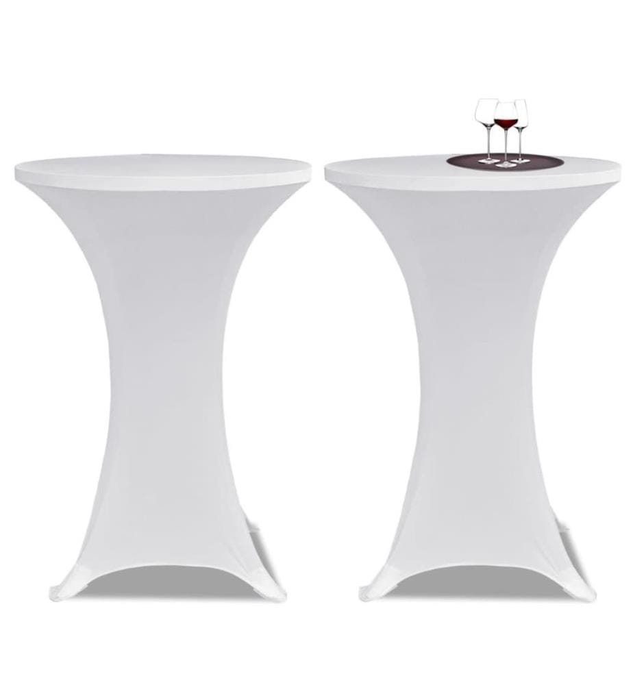 2 x Tischhusse für Stehtisch Stretchhusse Ø60 cm weiss