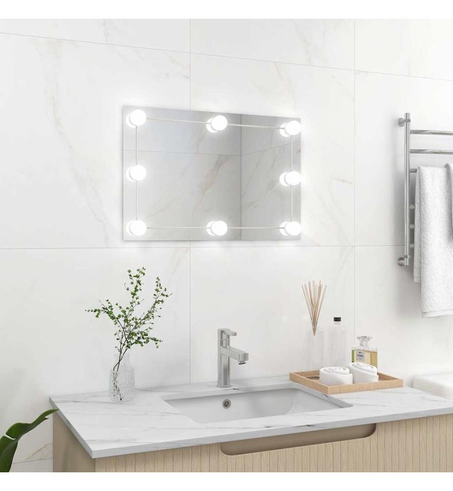 Wandspiegel mit LED-Beleuchtung Rechteckig Glas
