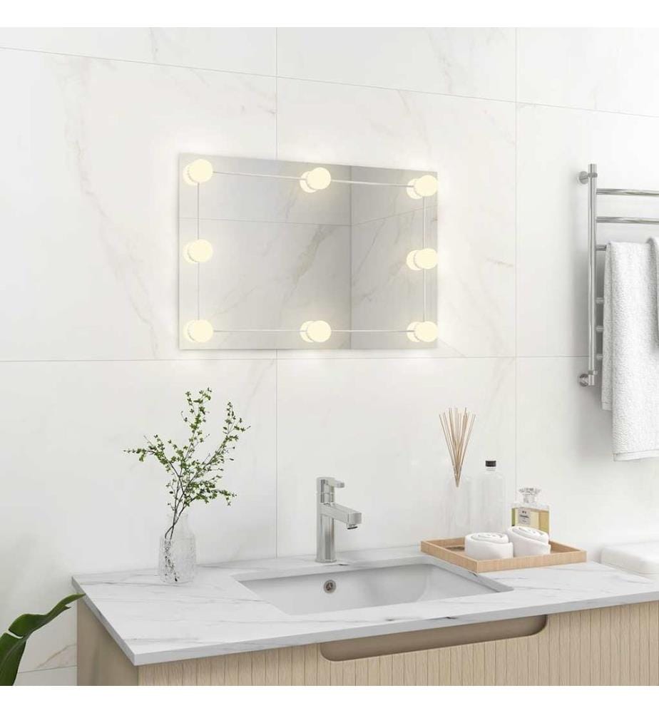 Wandspiegel mit LED-Beleuchtung Rechteckig Glas
