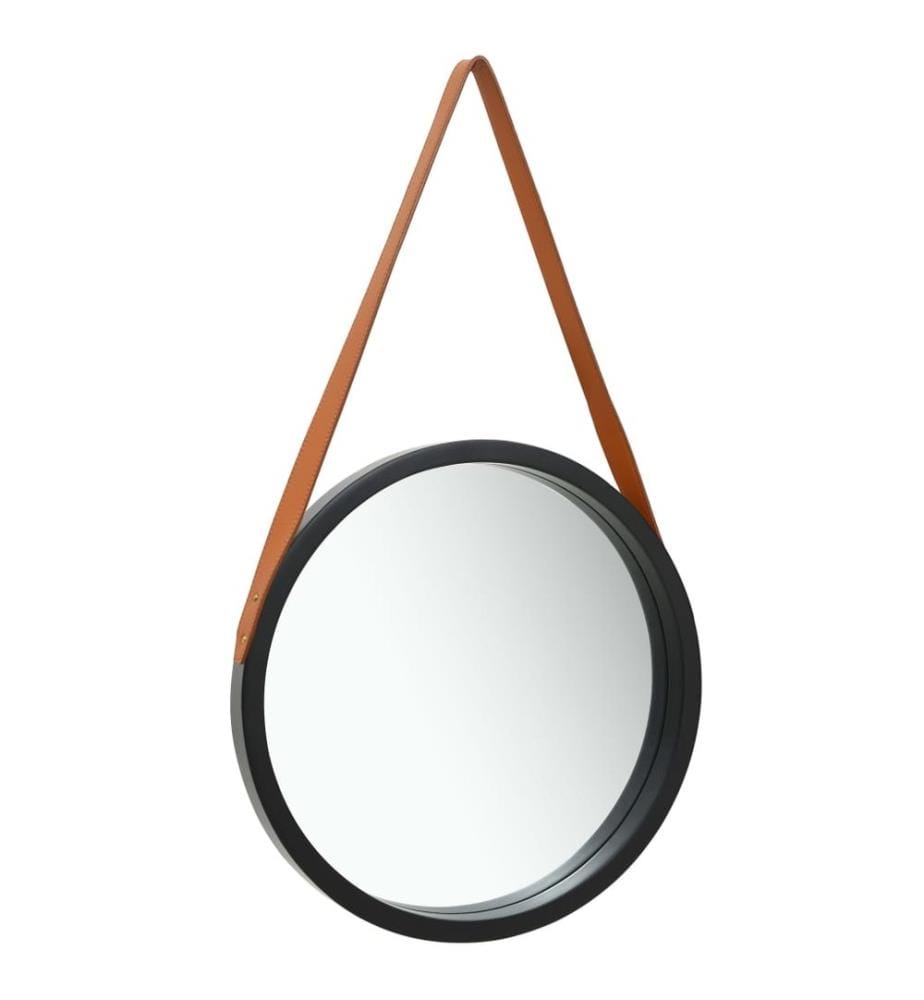 Miroir mural avec sangle 50 cm Noir
