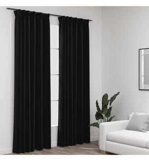 Verdunkelungsvorhänge mit Haken Leinenoptik 2 Stk. 140x245 cm