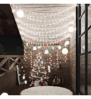 Lichterkette Kugeln 20 m 200 LED Kaltweiss 8 Funktionen
