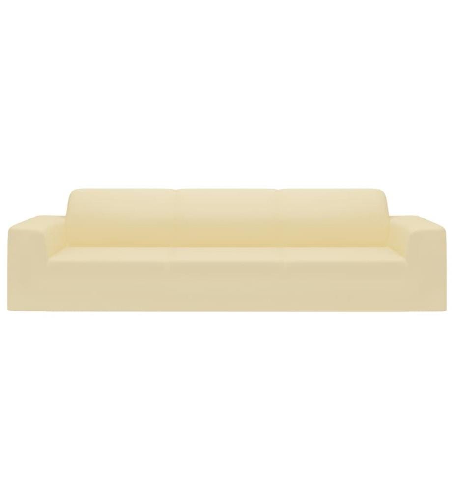 Stretch Sofahusse 4-Sitzer Creme Polyester-Jersey