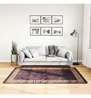 Teppich Waschbar 120x180 cm Schwarz und Golden Rutschfest