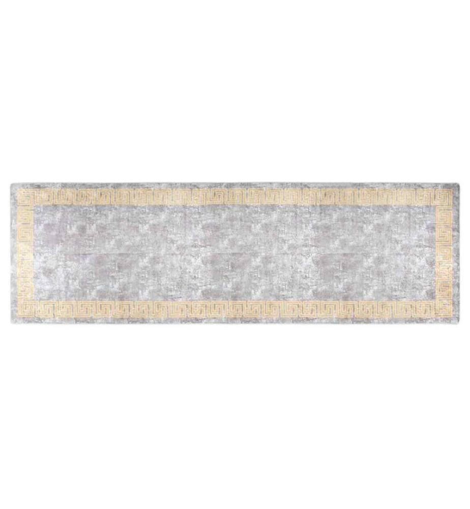 Teppich Waschbar 80x300 cm Grau Rutschfest
