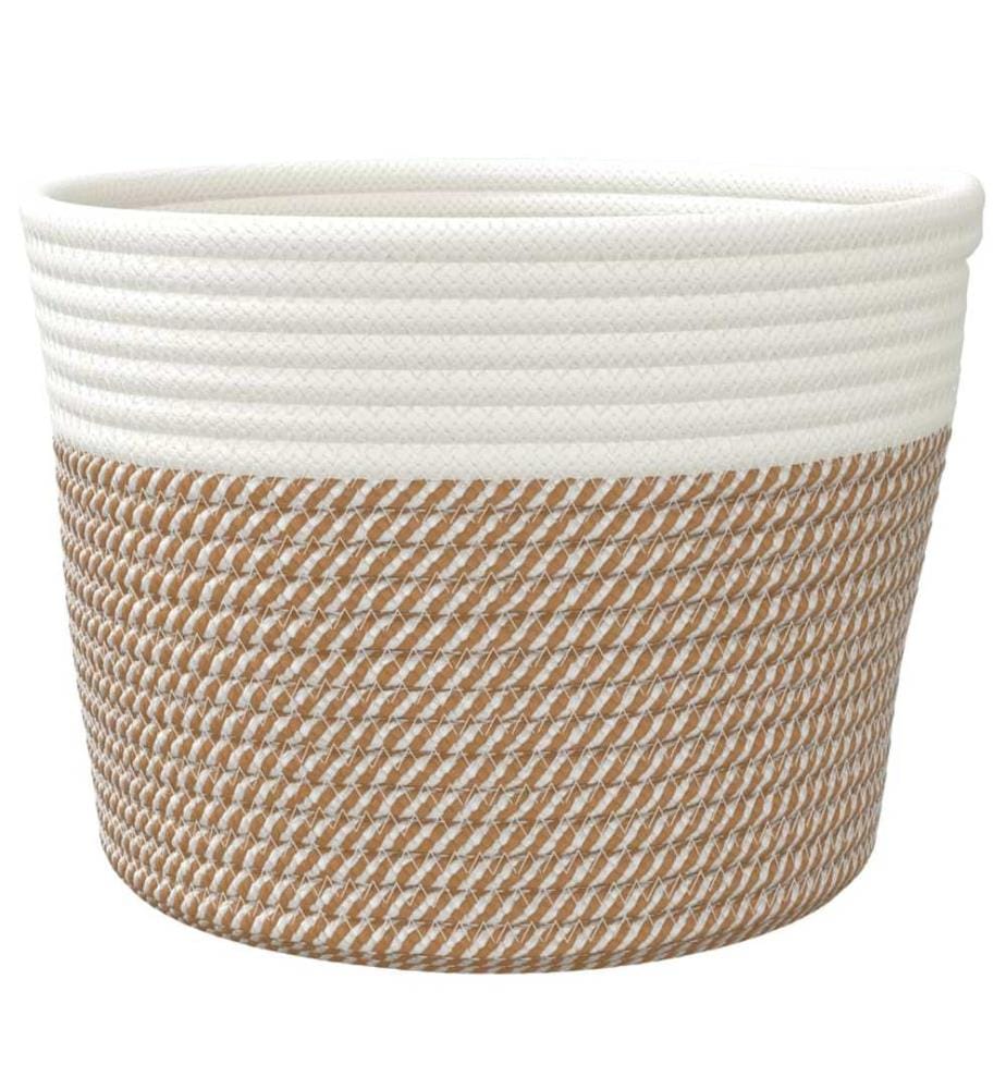 Paniers de rangement 2 pcs marron et blanc Ø24x18 cm coton