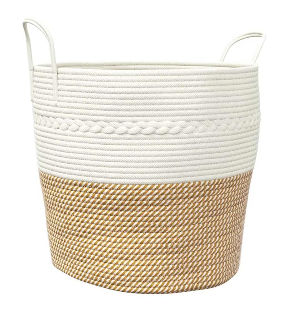 Panier de rangement marron et blanc Ø43x38 cm coton