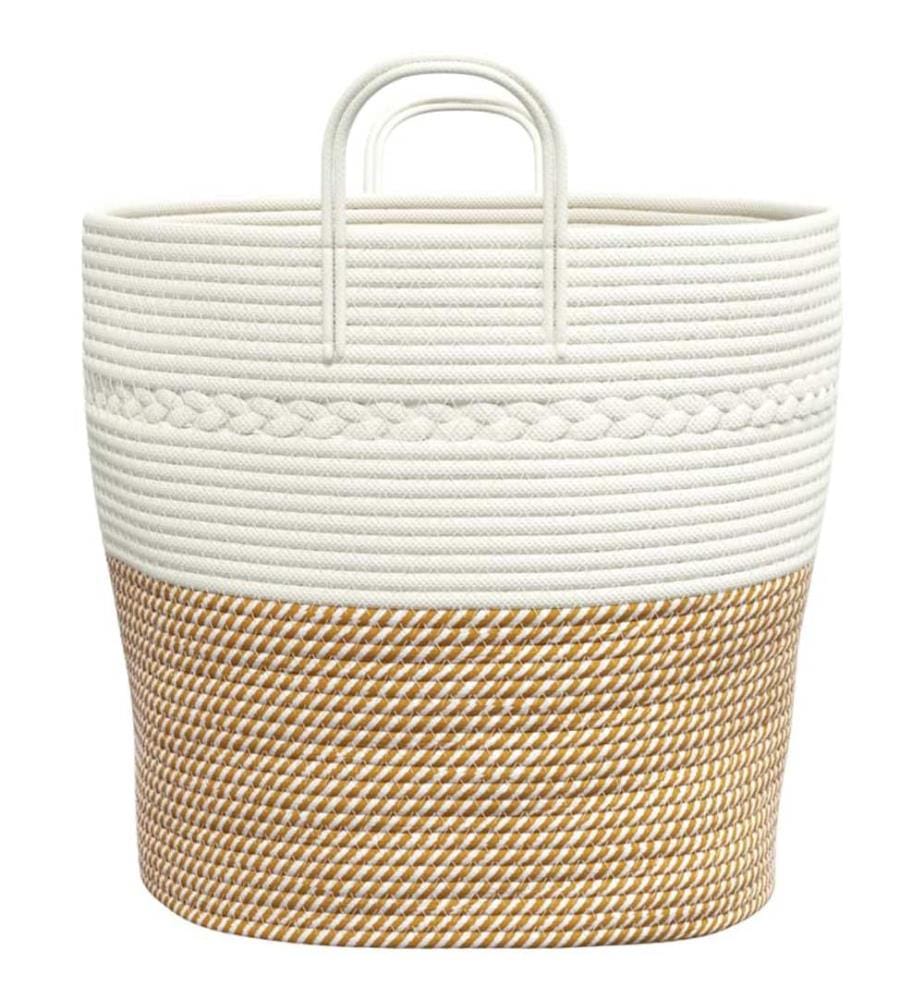 Panier de rangement marron et blanc Ø43x38 cm coton