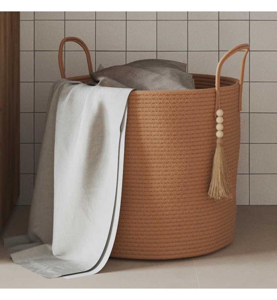Panier de rangement marron Ø40x35 cm coton