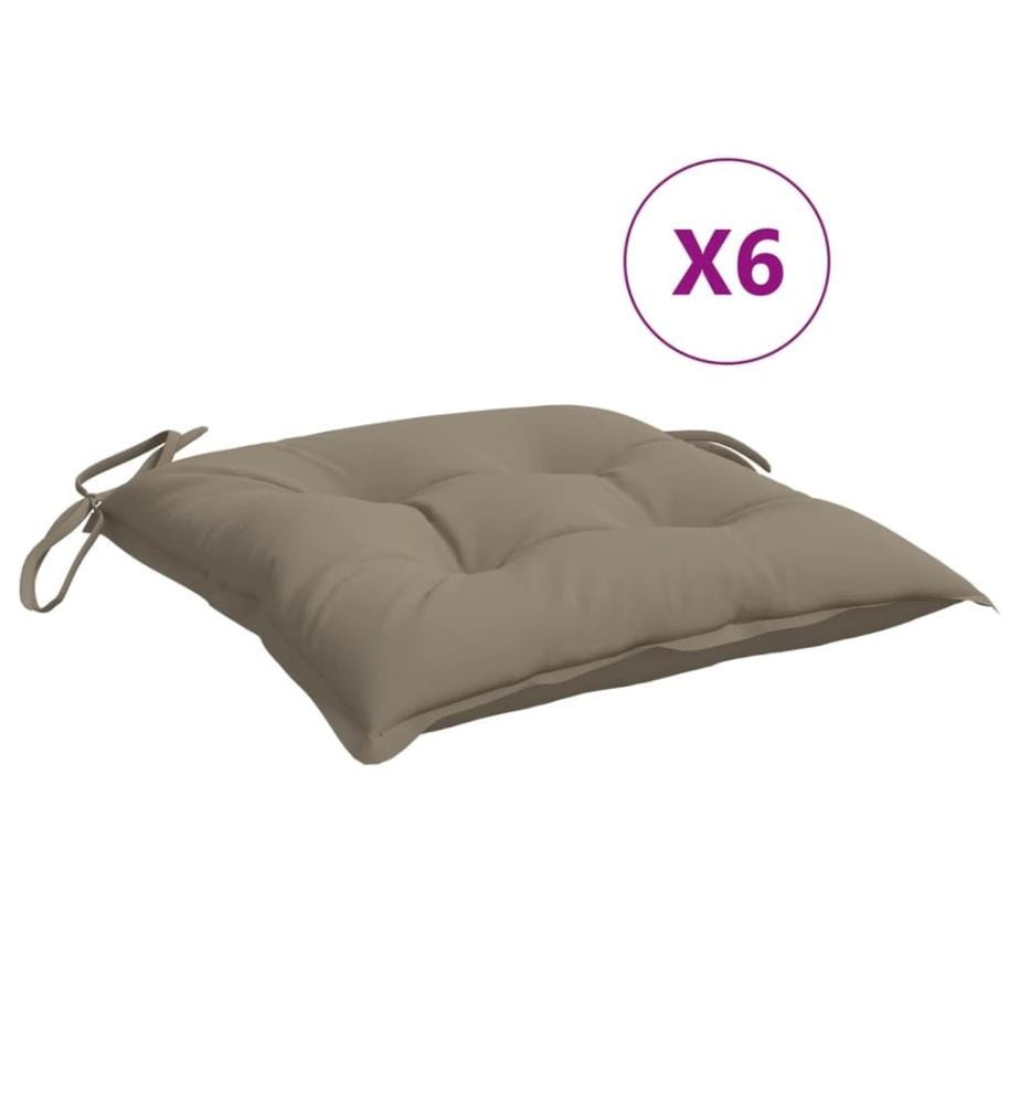 Coussins de chaise lot de 6 taupe 40x40x7 cm tissu oxford