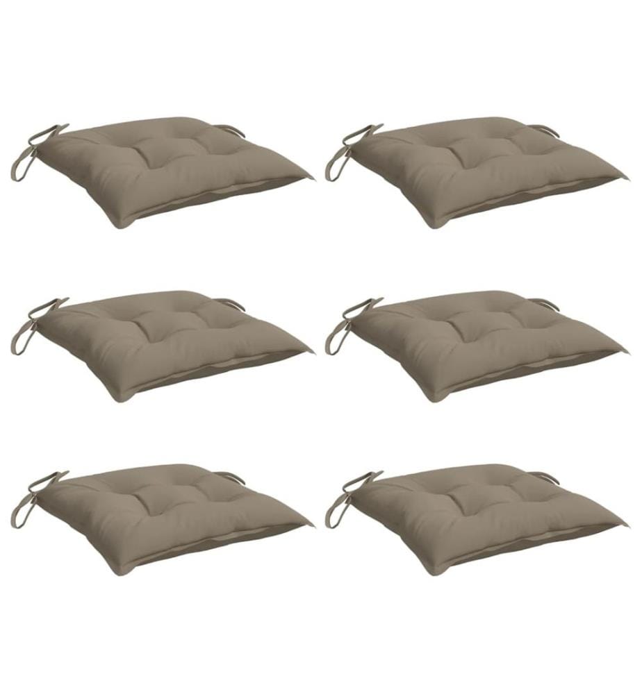 Coussins de chaise lot de 6 taupe 40x40x7 cm tissu oxford