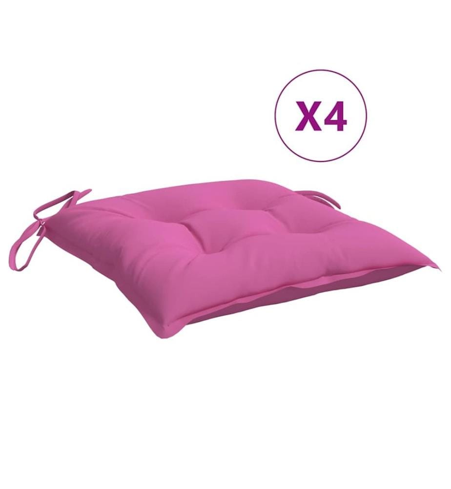 Coussins de chaise lot de 4 rose 50x50x7 cm tissu oxford