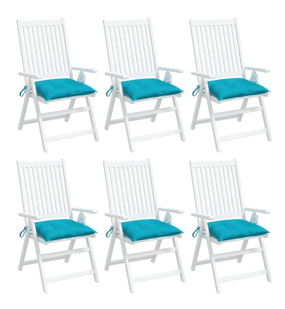 Coussins de chaise lot de 6 turquoise 50x50x7 cm tissu oxford