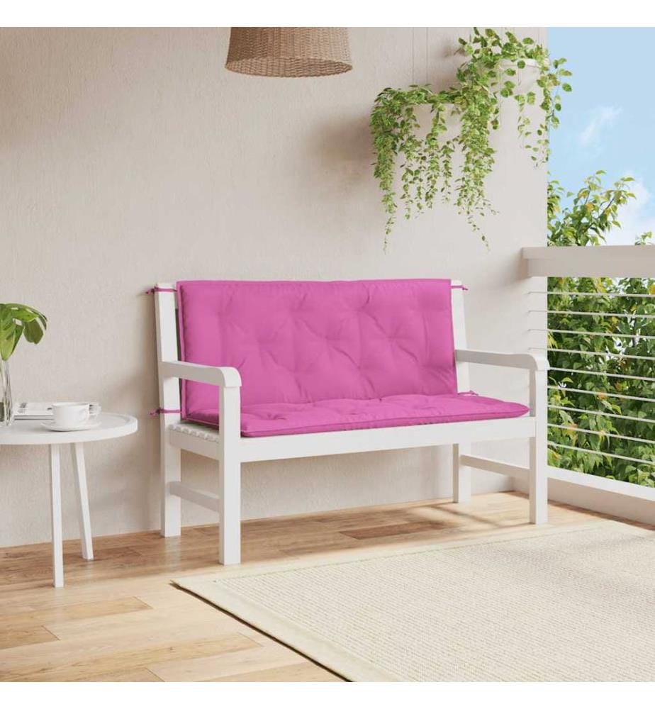 Coussins de banc de jardin lot de 2 rose 120x50x7 cm tissu