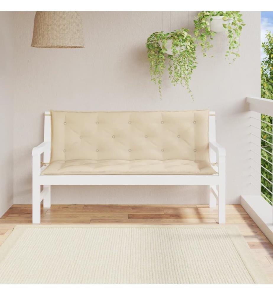 Coussins de banc jardin lot de 2 beige 150x50x7 cm tissu Oxford