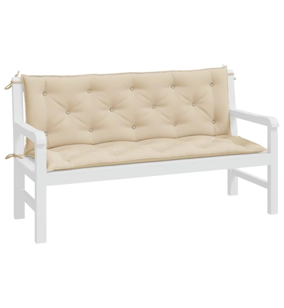 Coussins de banc jardin lot de 2 beige 150x50x7 cm tissu Oxford