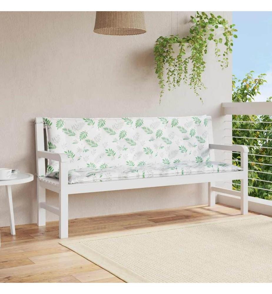 Gartenbank-Auflagen 2 Stk. Blattmuster 150x50x7 cm Stoff