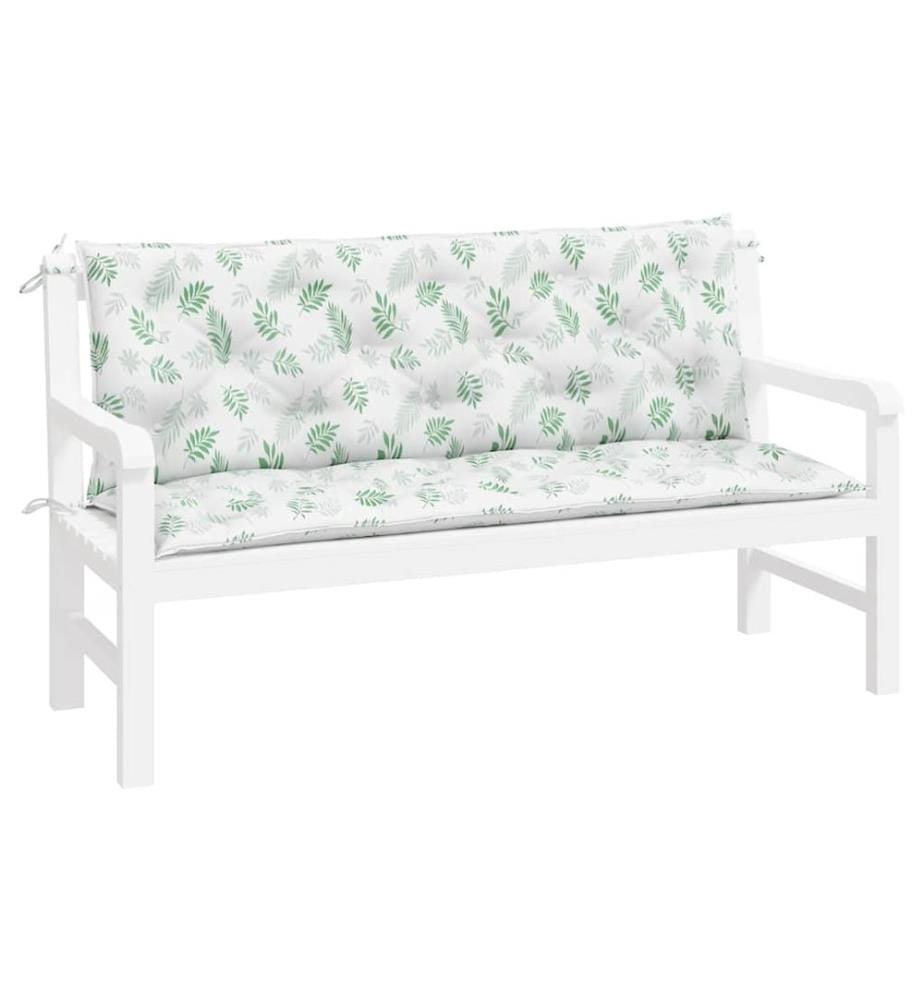 Gartenbank-Auflagen 2 Stk. Blattmuster 150x50x7 cm Stoff
