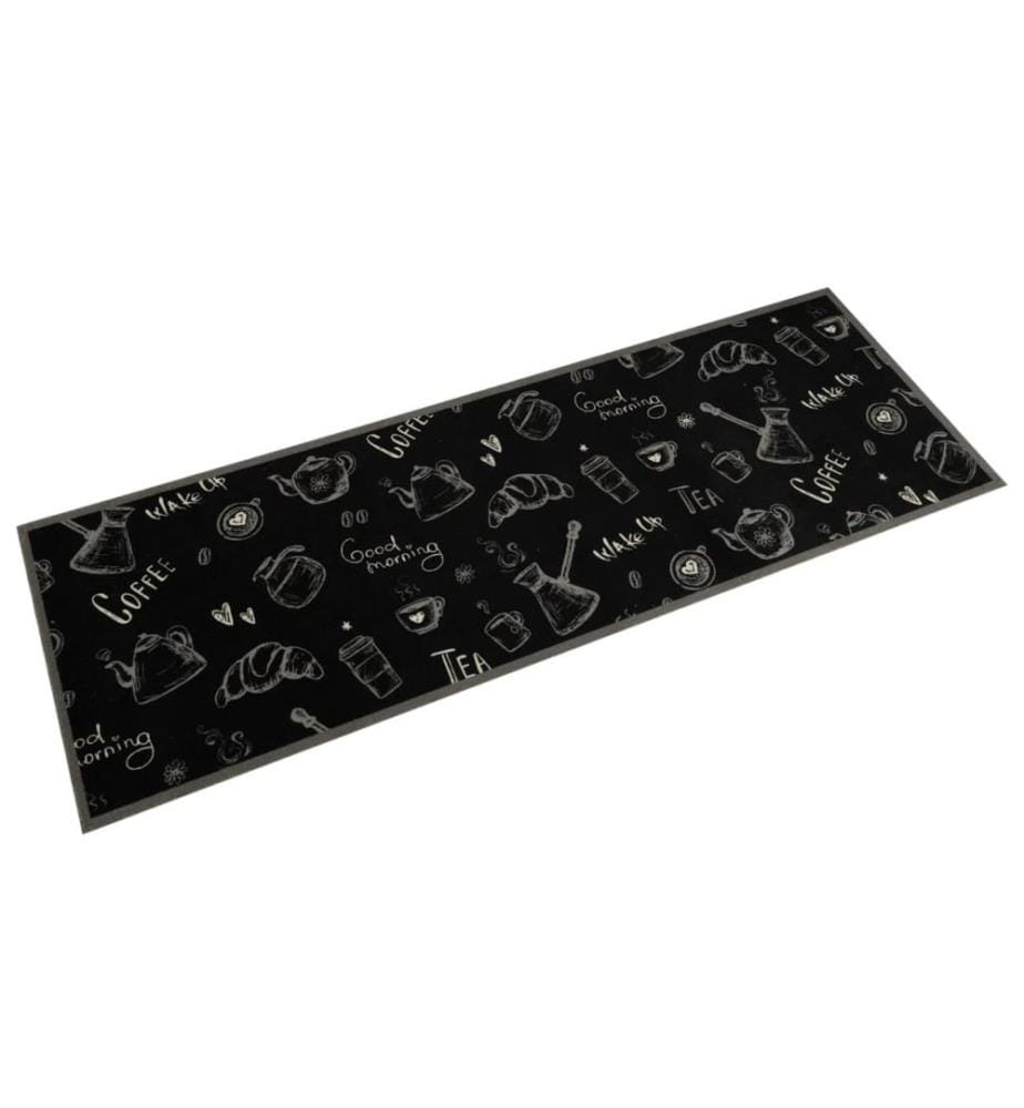 Küchenteppich Waschbar Morgen Schwarz 60x180 cm Samt