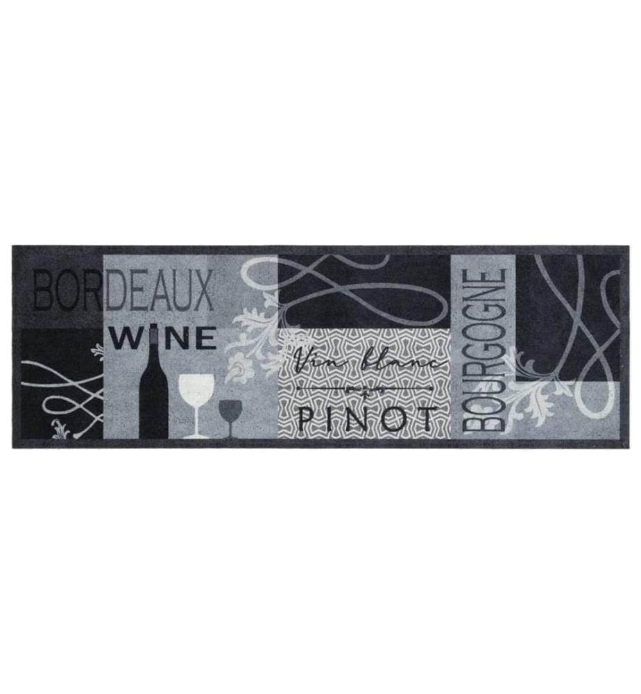 Küchenteppich Waschbar Wein Grau 60x180 cm Samt