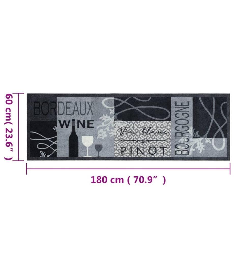 Küchenteppich Waschbar Wein Grau 60x180 cm Samt