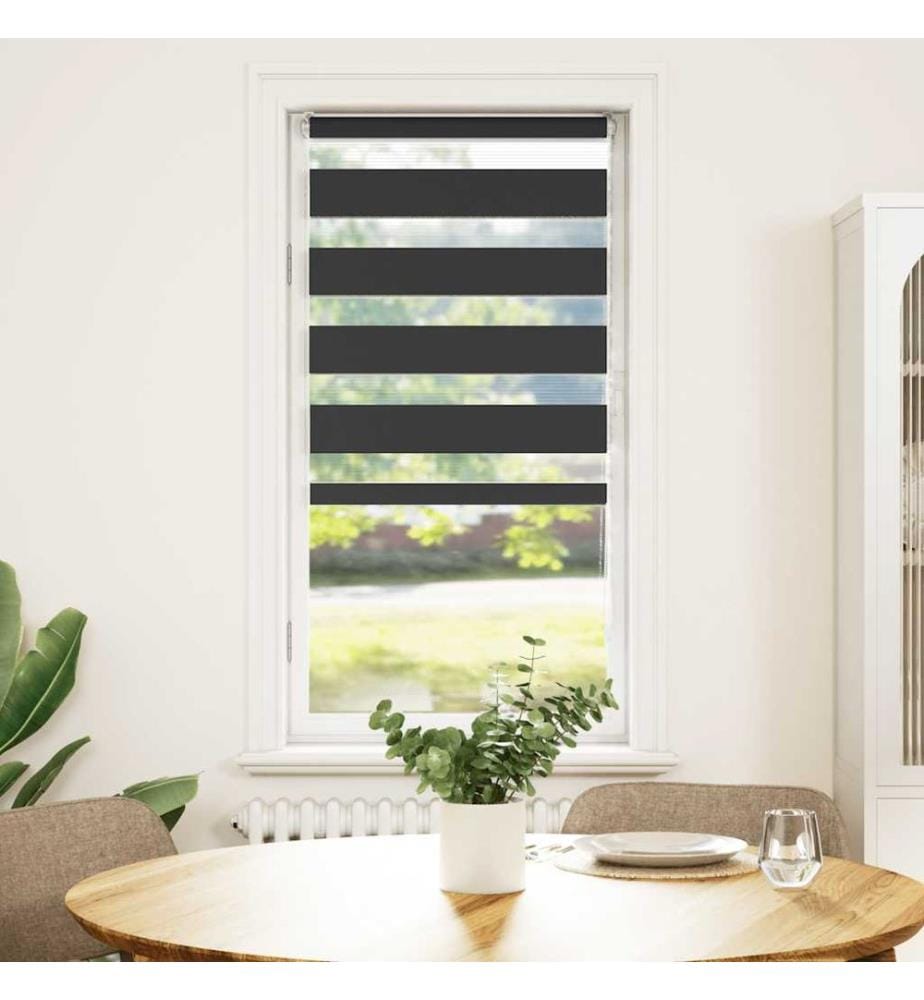Doppelrollo Schwarz 65x150 cm Stoffbreite 60,9 cm Polyester