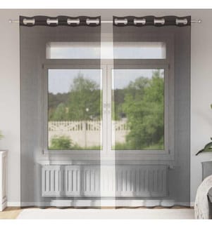 Voile Vorhänge mit Ösen 2 Stk. Schwarz 140x225 cm