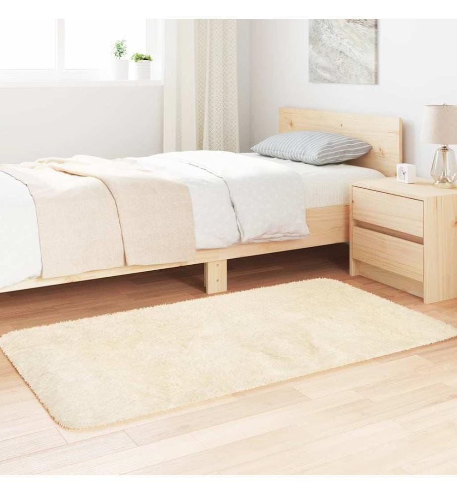 Tapis Shaggy à poils longs NAVARRA crème 80x150 cm polyester