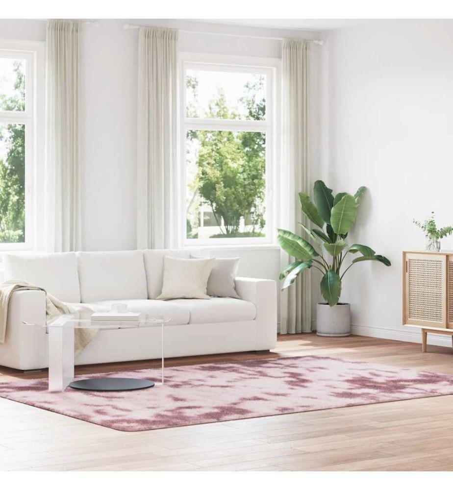 Tapis Shaggy à poils longs NAVARRA rose poudré 200x290 cm