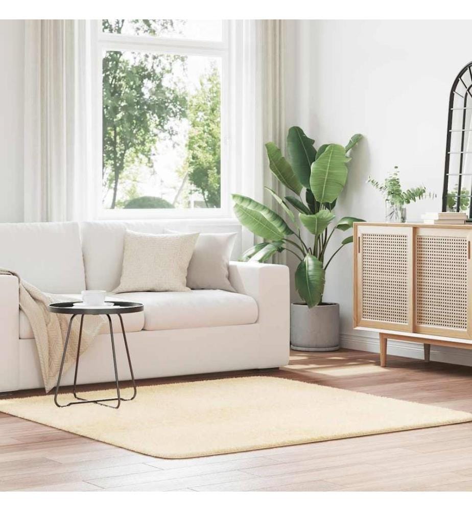 Teppich Shaggy Hochflor NAVARRA Creme 160x160 cm Polyester