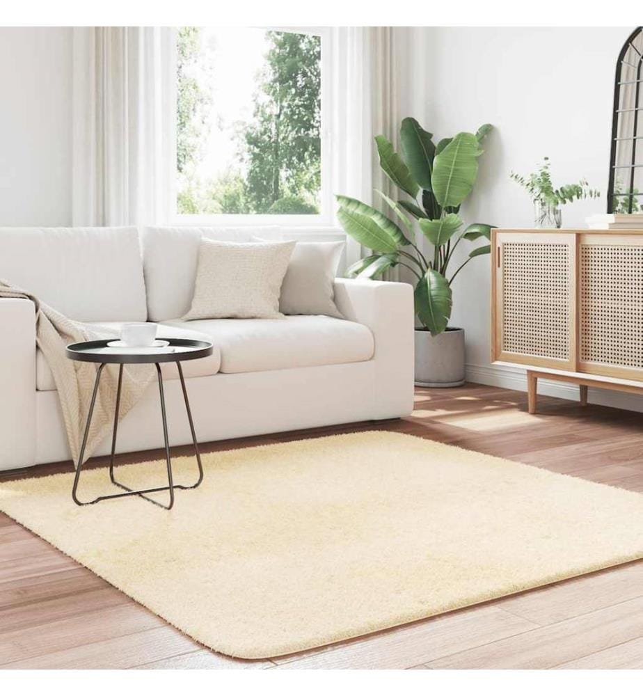 Teppich Shaggy Hochflor NAVARRA Creme 160x160 cm Polyester