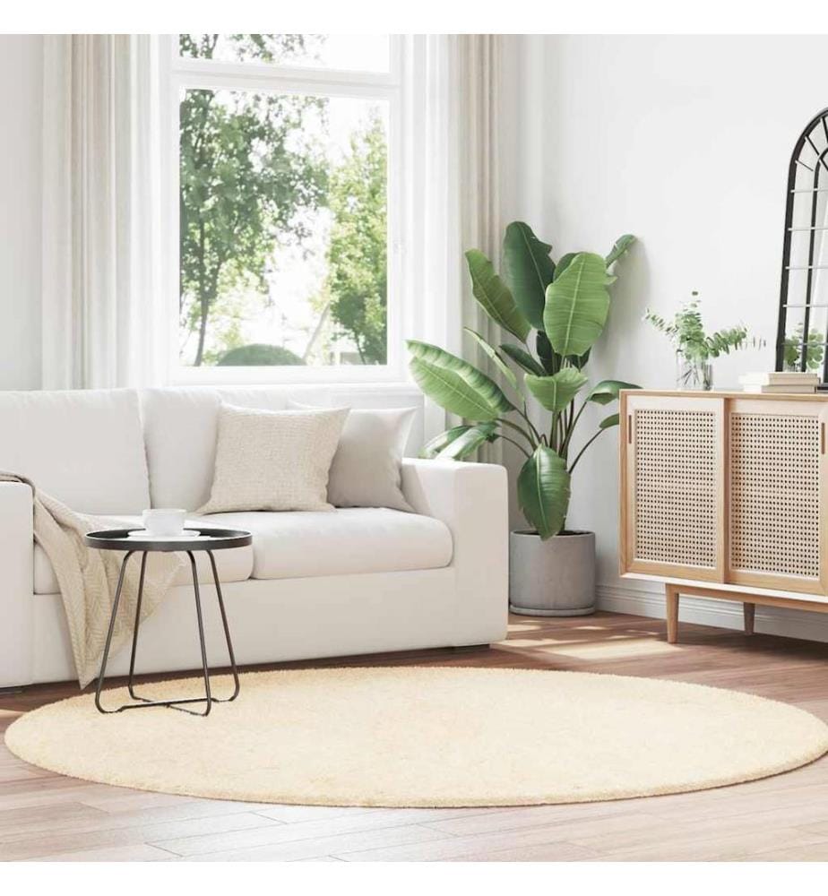 Teppich Shaggy Hochflor NAVARRA Creme 200x200 cm Polyester