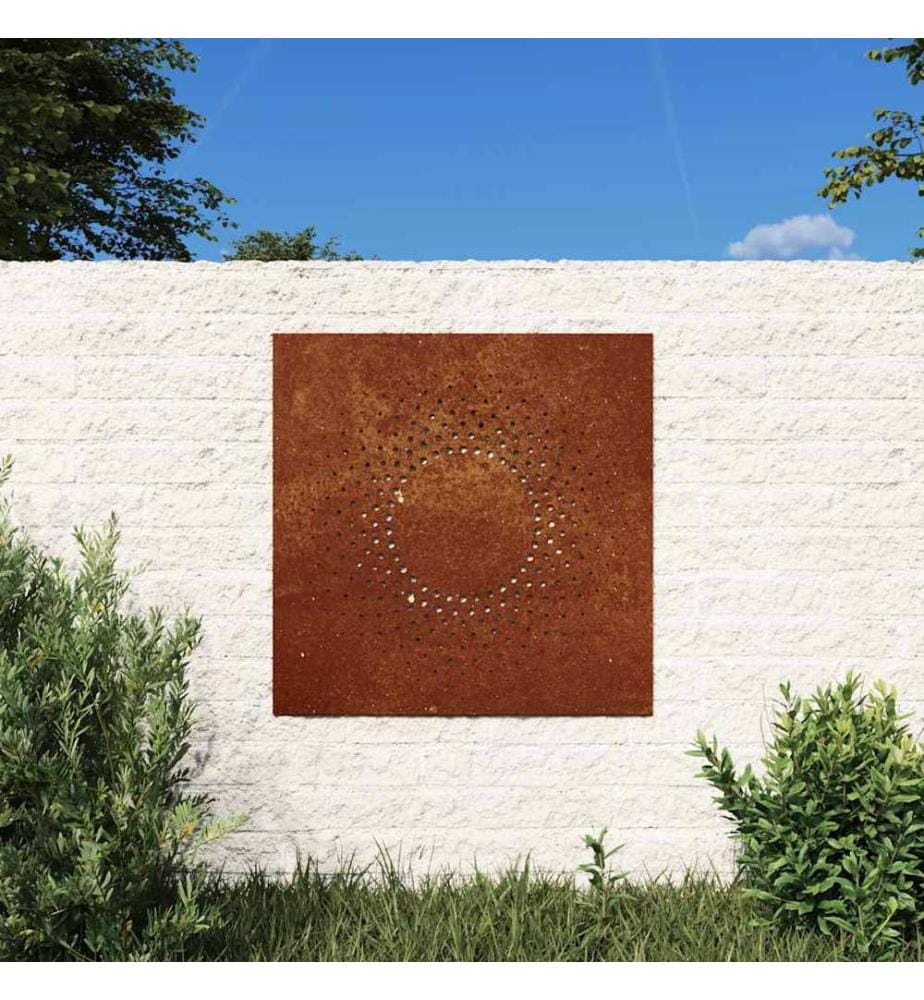 Garten-Wanddeko 55x55 cm Cortenstahl Sonne-Design