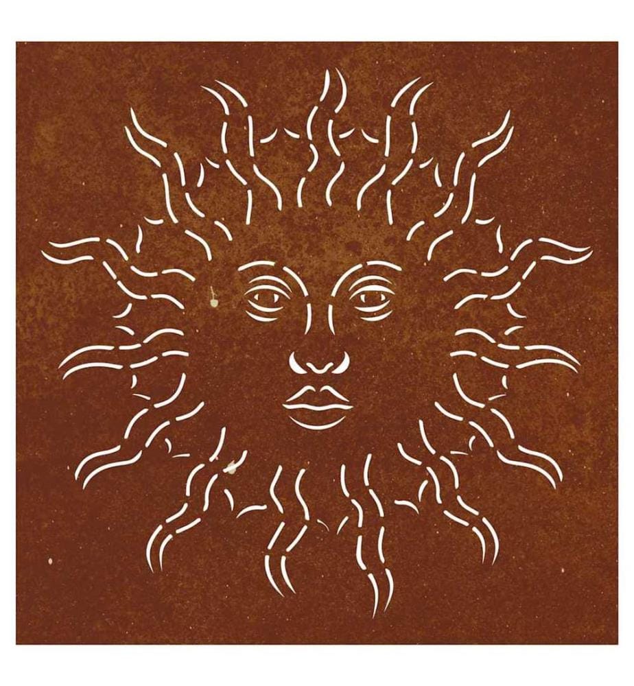 Garten-Wanddeko 55x55 cm Cortenstahl Sonne-Design
