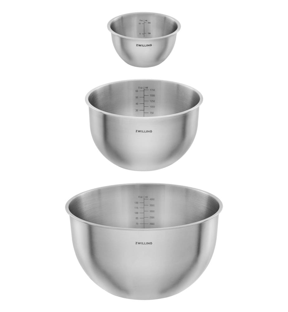 3-piece Fresh & Save Bowls stainless steel bowl set - silver