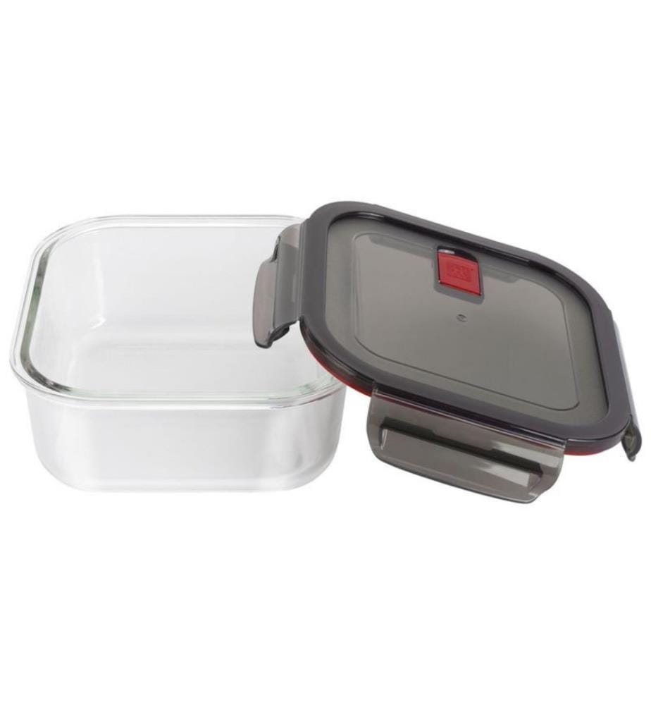 Square glass container - 500ml - Black and Clear